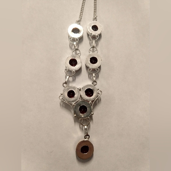 Red Stain Glass Necklace 925 made in India. - Picture 3 of 3